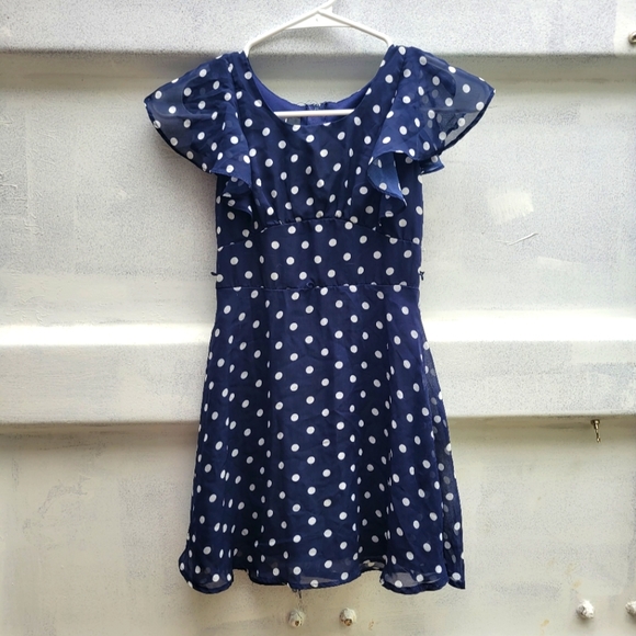 Girls ruffle flutter flowy polka dot dress size 7 - Picture 1 of 11
